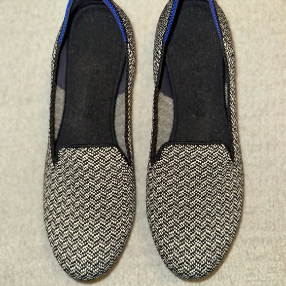 Rothy's Black and White Flats with Herringbone Pattern - Picture 1 of 5